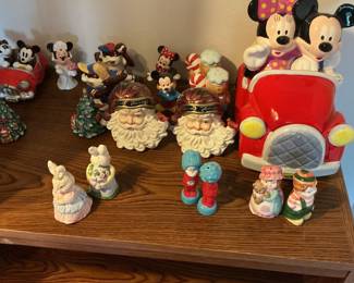 Mickey and Minnie Mouse in Car Cookie Jar and Assorted Figurines