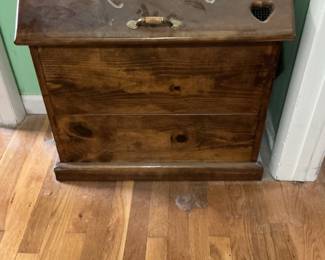 Vintage Wooden Bread Box with Heart Cutout