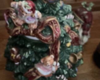Christmas Tree Figurine with Santa and Teddy Bear