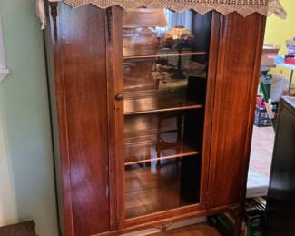 Antique Mahogany China Cabinet with Glass Door