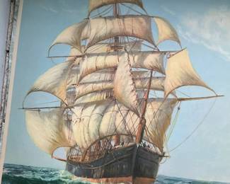 Tall Ship Painting by F. Sherman