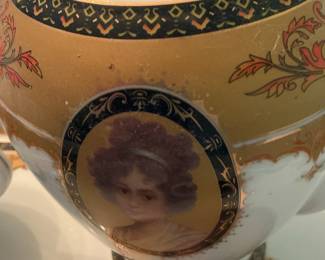 Porcelain Tea Set with Portrait Miniatures and "FK Collection" Mark