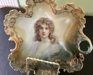 Antique R.S. Prussia Hand Painted Portrait Dish