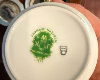 Vintage Western Germany Porcelain Tea Set with Portrait Plates and Cups