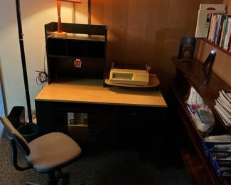 Vintage Office Desk with Hutch and Typewriter