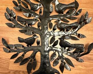 Haitian Metal Tree of Life Wall Art with Birds