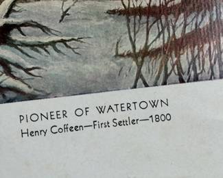 Pioneer of Watertown - Henry Coffeen, First Settler - 1800 Lithograph