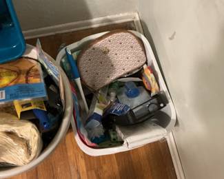 Assorted Holiday Decorations and Rubbermaid FreshWorks Food Storage Containers
