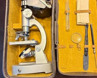 Vintage Jason 80X - 1200X Microscope Set in Leather Case