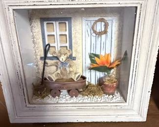 Teddy Bear Diorama Shadow Box with Wagon