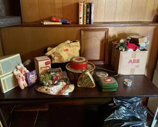 Assorted Holiday Tins and Collectibles with ABB Branding