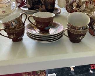Theodore Haviland Limoges Porcelain Tea Set with Figural Portraits