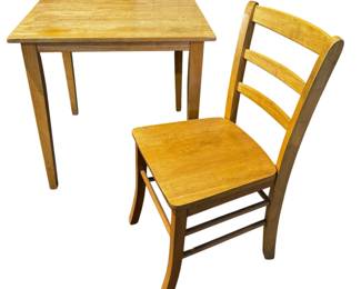 Solid Wood Square Table and Ladder Back Chair