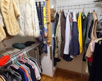Men and women’s clothing, hats, 2 furs