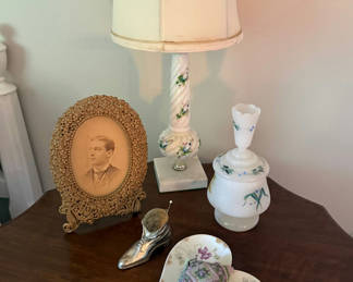 Lot 5: Grouping of Antique Items, Lamp, Porcelain Etc.