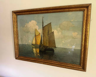 Lot 8: Antique Nautical Art, Approximately 32x24