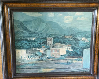 Lot 202: Landscape painting in ornate frame