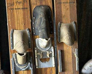 Lot 141: Set of vintage wooden skis with bindings