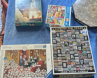Lot 100: Assorted Jigsaw Puzzles and Framed Rooster Prints