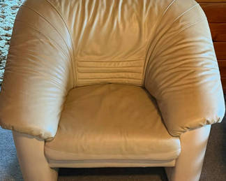 Lot 15: Cream Leather Armchair