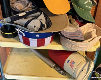 Lot 217: Assorted Hats and Household Miscellany
