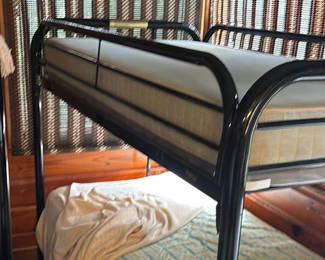 Lot 134: Black metal bunk bed with two twin mattresses