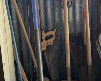Lot 73: Collection of garden tools and brooms