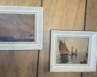 Lot 37: Sailboat Art Prints in Whitewashed Frames
