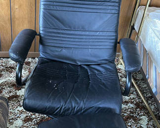 Lot 6: Black leather office chair with ottoman