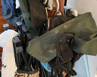 Lot 67: Foldable camping chairs with youth lifejacket
