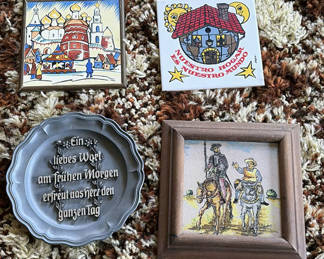 Lot 9: Assorted decorative tiles and framed wall art
