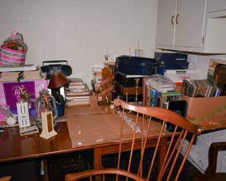 desk, records and more mystery