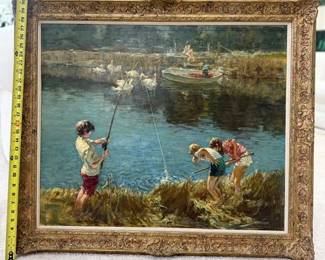Painting "An Anxious moment" by Harry Freckleton 25X30"