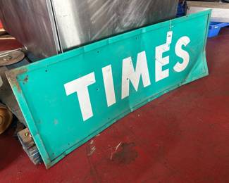 Vtg Times Metal Sign