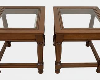 Pair of Mahogany and Glass Top End Tables