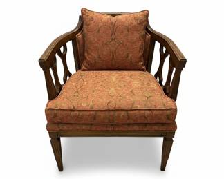 Pair of Henredon French Louis XV Style Upholstered Bergeres