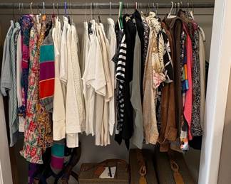 Vintage Tweed and Leather Luggage Set and Ladies Clothing
