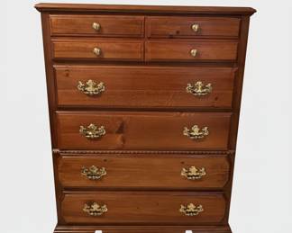 Chippendale Style Cherry Tall Dresser with Brass Hardware