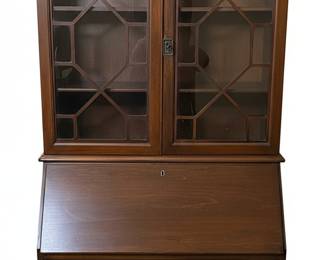 Jasper Cabinet Company Chippendale Style Secretary Desk with Display Cabinet