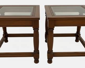 Pair of Mahogany and Glass Top End Tables