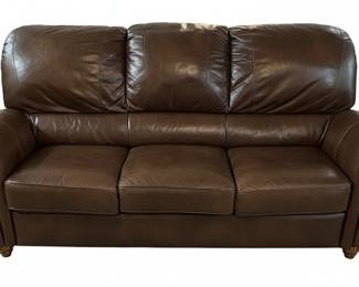 Brown Leather Sofa and Armchair Set