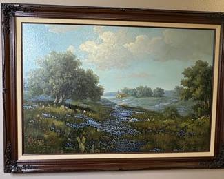 Texas Bluebonnet Landscape Painting by E.M.