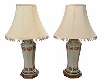 Pair of Chinoiserie Style Ceramic Table Lamps