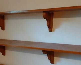 Wooden Wall Mounted Two Tiered Shelves