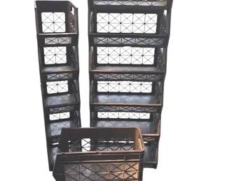 Collection Of Vintage Stackable Open Front Plastic Crates