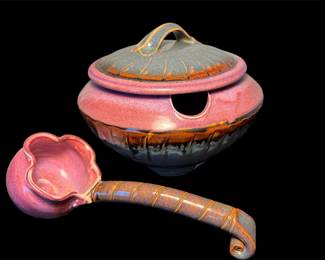 Handmade Stoneware Soup Tureen And Ladle Set