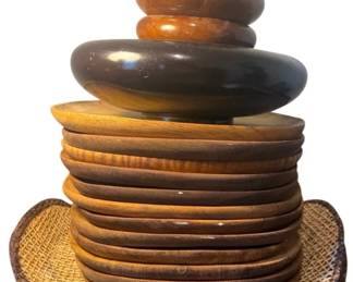 Vintage MidCentury HandTurned Wood Bowl Plate Set