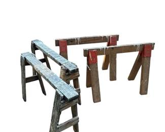 2 Sets Of Sturdy And Well Used Saw Horses