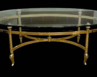 MidCentury MaisonStyle Brass Oval Cocktail Table