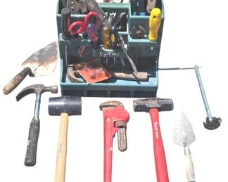 Collection Of Various Hand Tools And Ez Tote Caddy